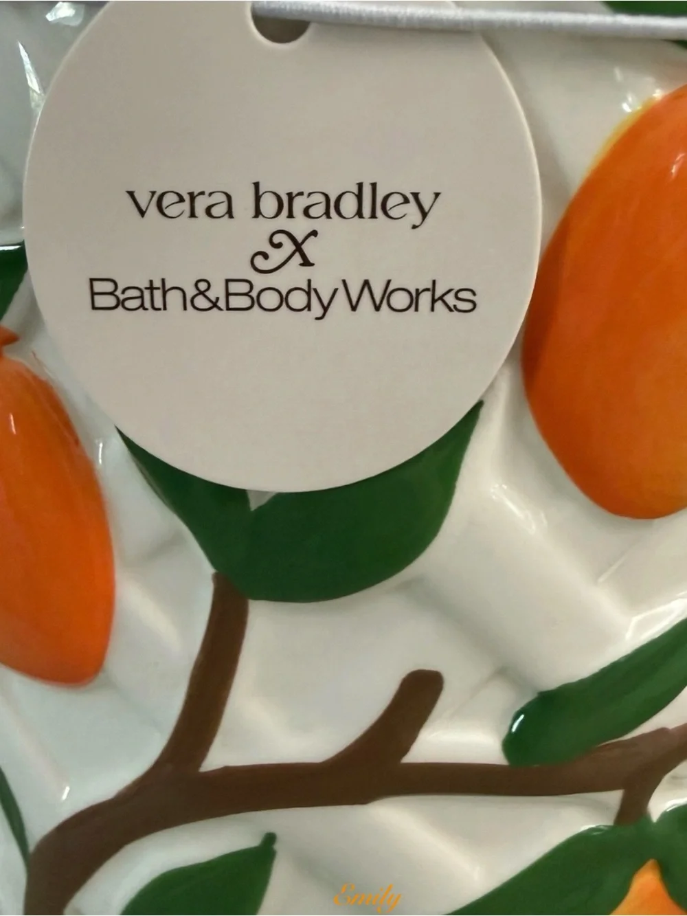Vera Bradley Peach candle Pedestal & 3-Wick Candle Limited Edition Set